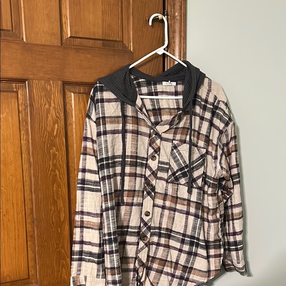Maurices Tops - Plaid Button-Up Shirt with Hood by Maurice’s 2X women’s good condition.